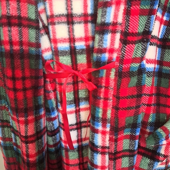 ALEXANDER DEL ROSSA plush plaid hooded bathrobe check robe COZY coastal TAGS SM - Picture 11 of 13